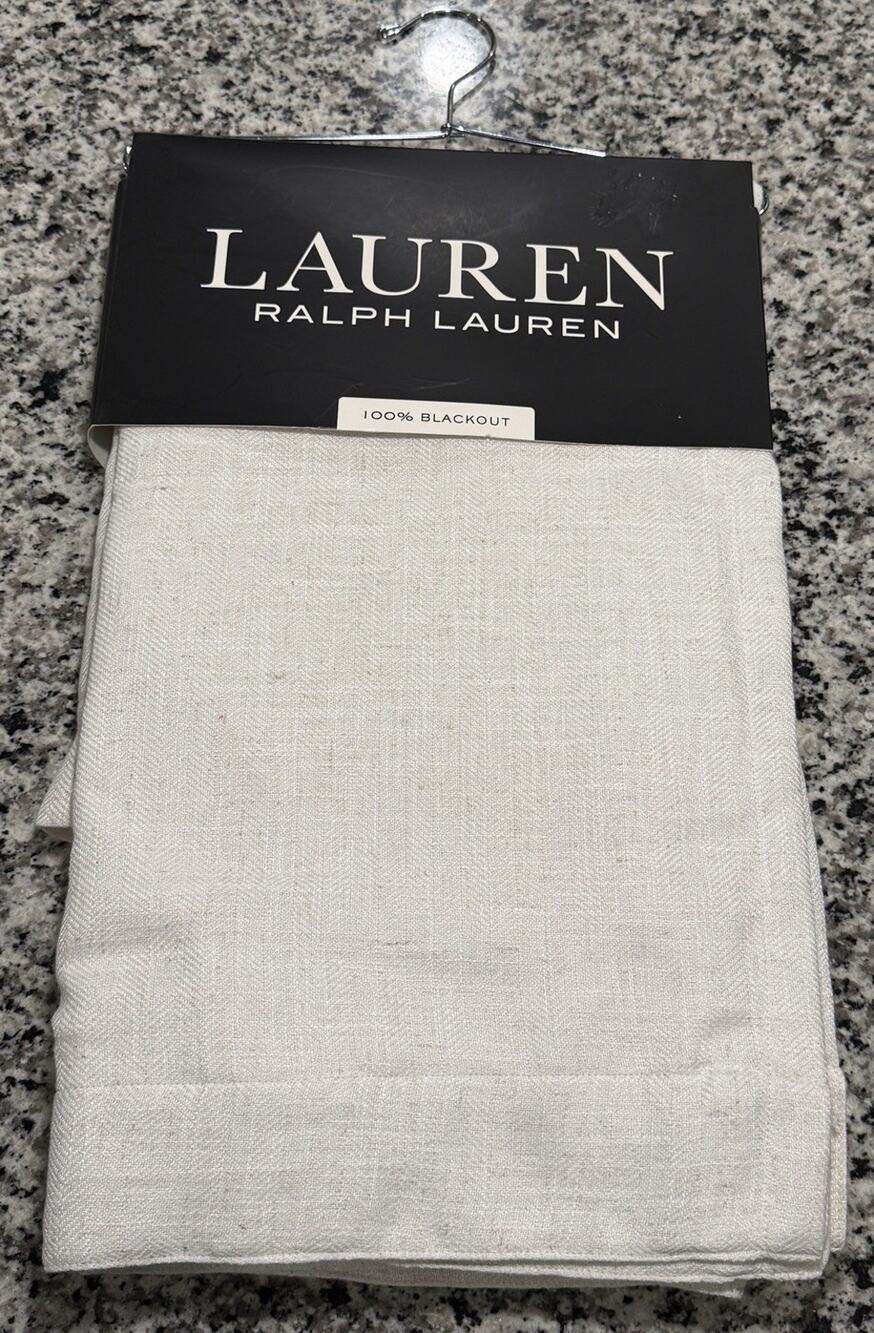 Ralph Lauren Curtains 2 Panels Blackout 52 x 84 Linen Blend Herringbone Natural